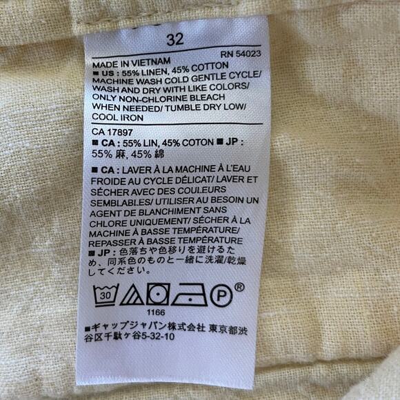 Banana Republic Emerson Women's Shorts, Linen/Cotton Blend Yellow, Size 32 - Picture 5 of 10